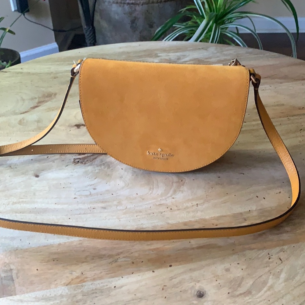 KATE SPADE Luna Crescent Suede and Leather mix Crossbody bag - - Picture 3 of 11